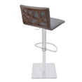 thumbnail image 2 of Crystal Barstool in Brushed Stainless Steel finish with Grey Faux Leather and Walnut Back, 2 of 4