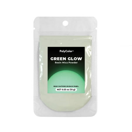 Green Glow Metallic Powder (PolyColor) Glow in the Dark Mica Powder for Epoxy Resin Kits, Casting Resin, Tumblers, Jewelry, Dyes, and Arts and Crafts! (Color Pigment Powder)