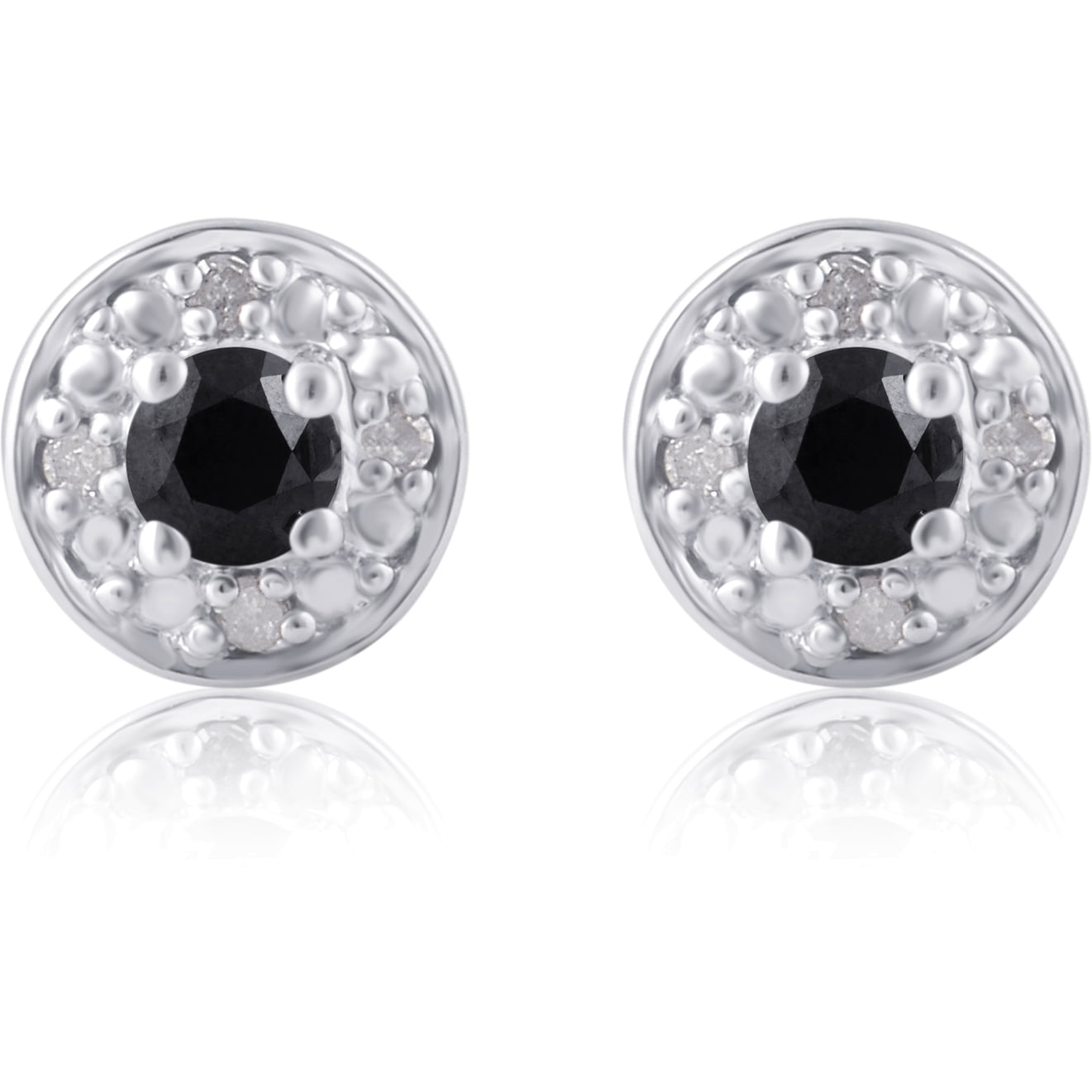 Arista 1.0 Carat T.W. Round Black and White Diamond Sterling Silver Cluster Stud Earrings