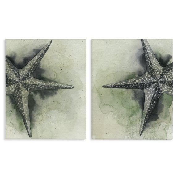 Stupell Industries Detailed Starfish Sand Beach Nautical & Beach Painting Wrapped Canvas Art Print Wall Art, 16 x 20, Set of 2
