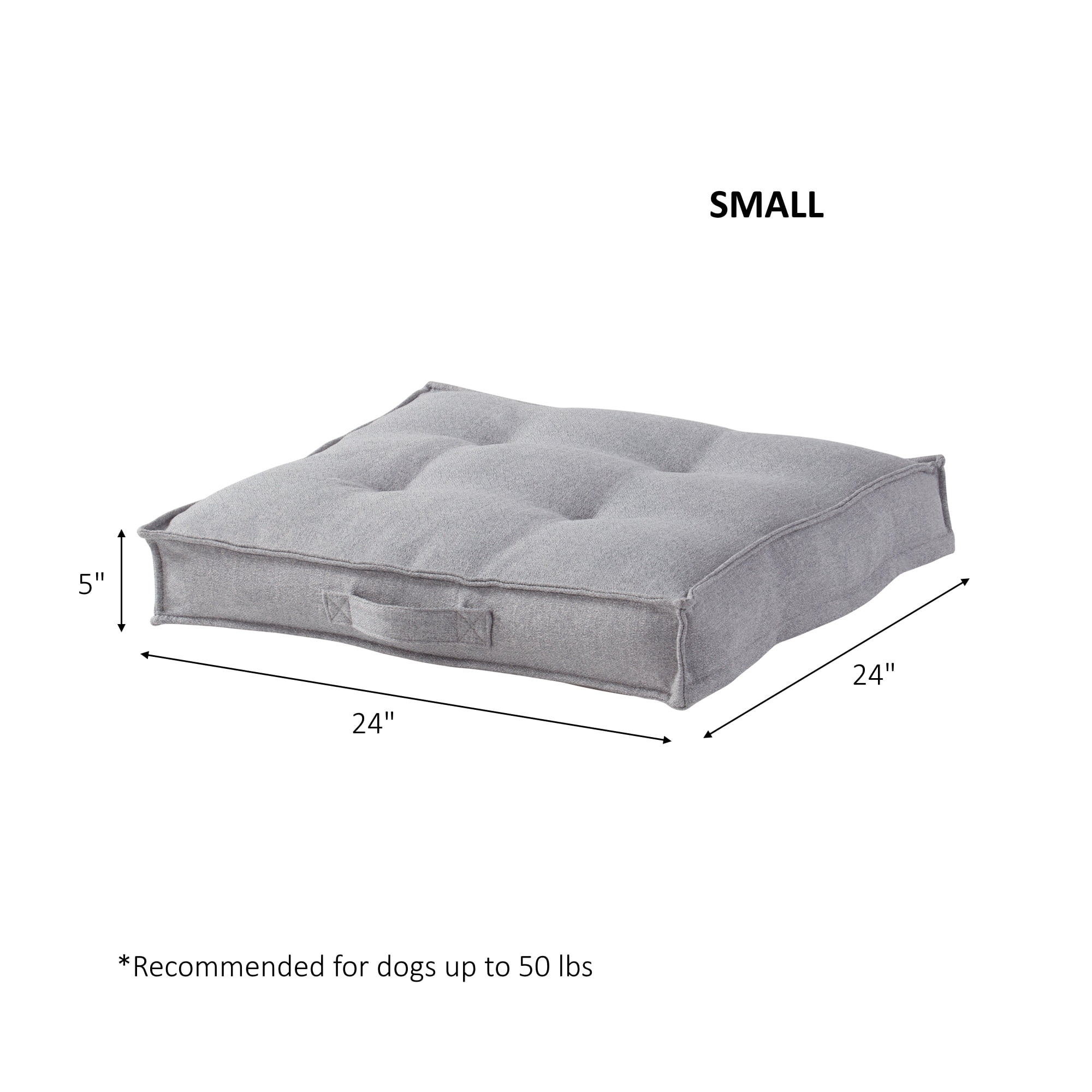 Happy Hounds Milo Square Tufted Pillow Dog Bed- Cement- Small (24 x 24 in.)