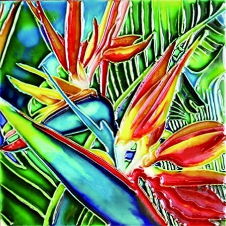 En Vogue H-75 6 x 6 in. Tropical Bird of Paradise, Decorative Ceramic Art