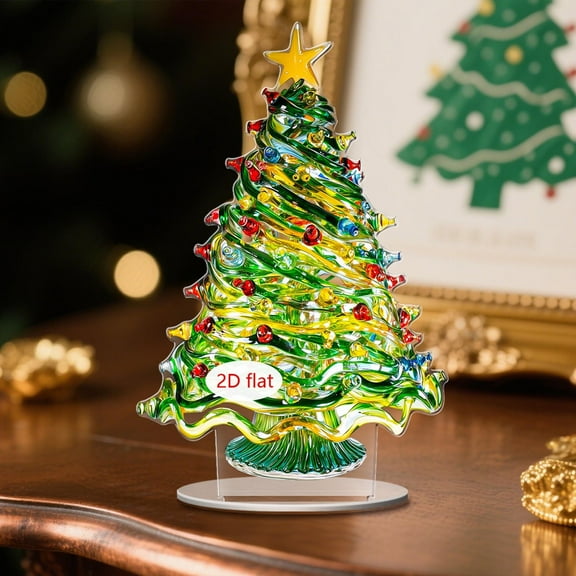 hulanddfd Christmas Tree Ornament - Mini Colorful Tree Shaped Christmas Tree Pendant, 2D Flat Acrylic Decoration for Xmas Tree Party Decor