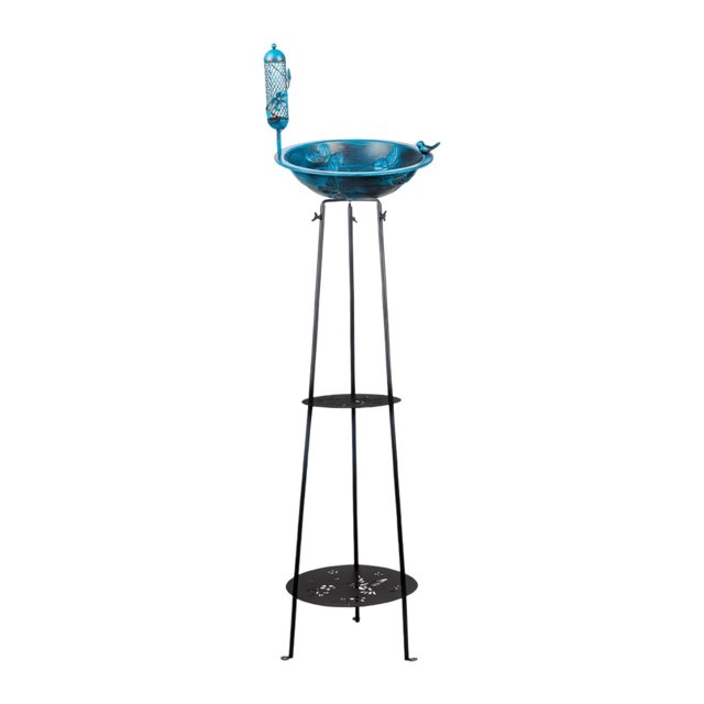Baño y comedero para pájaros de exterior con soporte de metal resistente, versátil para amantes de la naturaleza, cuenco para pájaros con adorno de cé