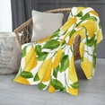 thumbnail image 3 of Lemon Yellow Green Watercolor Blanket, Soft Blankets Flannel Bed Throw Cozy Lightweight Plush Gifts for Women Men Boys Girls Kids Sofa Couch Bedroom Living Rooms Warm All Season, Home Decor, 60"x50", 3 of 6