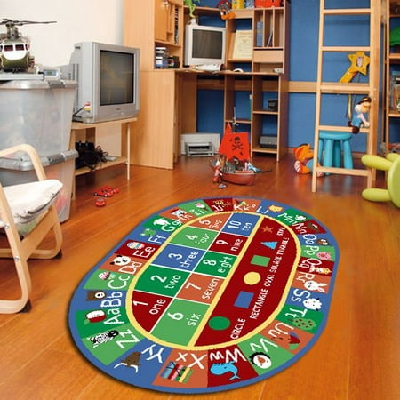 Kids ABC Alphabet Numbers Educational Non Skid Oval Area Rug (Best Place To Get Rugs)