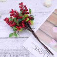 thumbnail image 6 of 5 Pcs Christmas Berry Stems Fruits Flower Artificial Flowers Picks for Tree Bride Blueberry (Red), 6 of 7