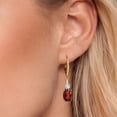 thumbnail image 3 of Gem Stone King 18K Yellow Gold Plated Silver Red Garnet and White Created Sapphire Dangle Earrings for Women with Lab Grown Diamond (4.78 Cttw, Oval 9X7MM), 3 of 6