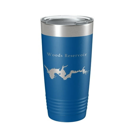 

Woods Reservoir Tumbler Lake Map Travel Mug Insulated Laser Engraved Coffee Cup Tennessee 20 oz Royal Blue