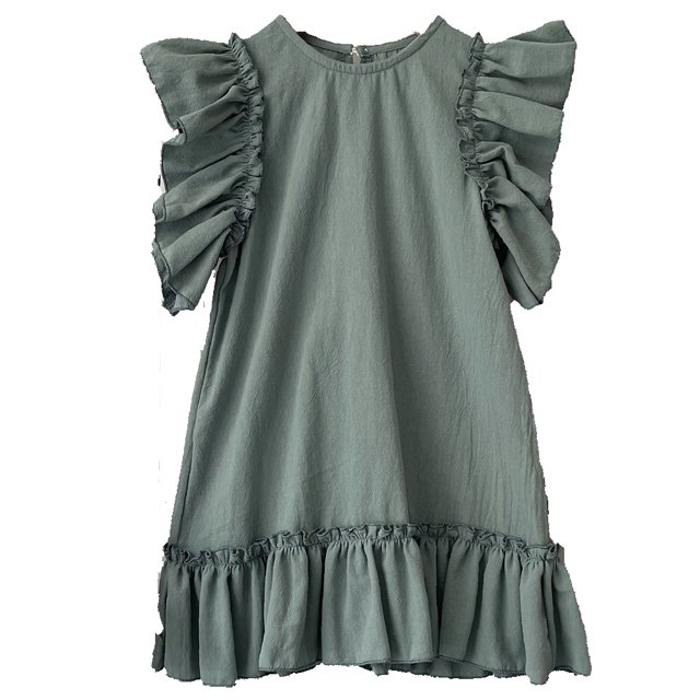 Qudderr Robes d'Été pour Bébés Filles Robe Décontractée à Volants Robe en Coton Lin pour Tout-Petits 6 Mois - 6 Ans