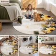 thumbnail image 6 of Round Area Rug 5ft, Yellow Floral Spring Non-slip Area Rugs for Living Room/Bedroom/Bathroom/Kitchen, Vintage Summer Botanical Washable Throw Floor Mat Indoor Outdoor Entrance Doormat, 6 of 9