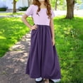 thumbnail image 4 of GERsome Girls Maxi Dress Short Sleeve Casual Holiday Dress with Pockets for 4-14 Years, 4 of 8