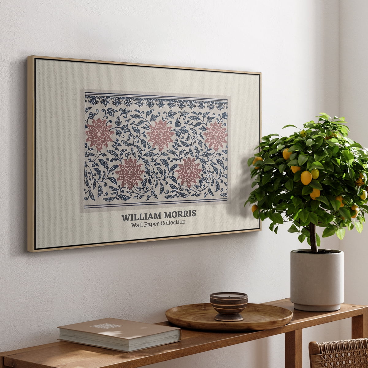 Vintage Abstract Print-XLIV Framed in Natural Wood Wood Gallery Wrapped Canvas 17 in. x 25 in.
