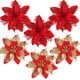 thumbnail image 2 of 3/10 piezas de flores navideñas de 14 cm con purpurina roja y dorada, adorno para árbol de Navidad, decoraciones de Año Nuevo para el hogar, regalos de Navidad, 2 of 5