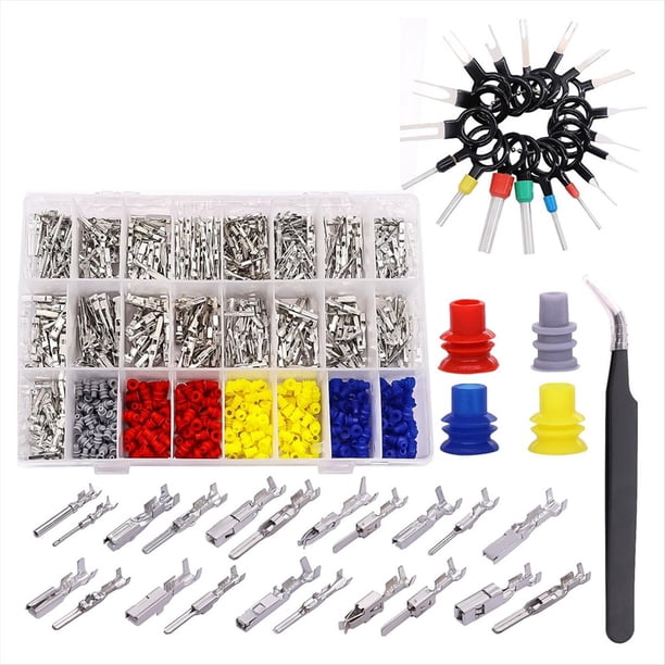 755 Piezas Kit de Conector de Clavijas de Terminal de Cable Eléctrico para Automóvil 1/1,5/1,8/2,2/2,8/3,5 mm 21 Tipos Terminal de Clavijas de Conector Automático