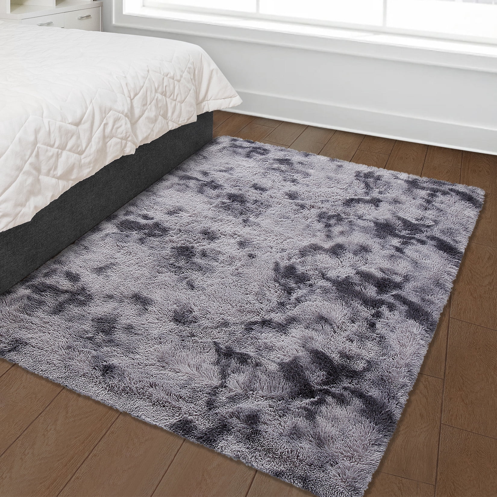 ZACOO 8' x 10' Large Area Rug High-Pile Plush Shag Rug Perfect for Living Rooms, Bedrooms, Dining Rooms, Dark Grey