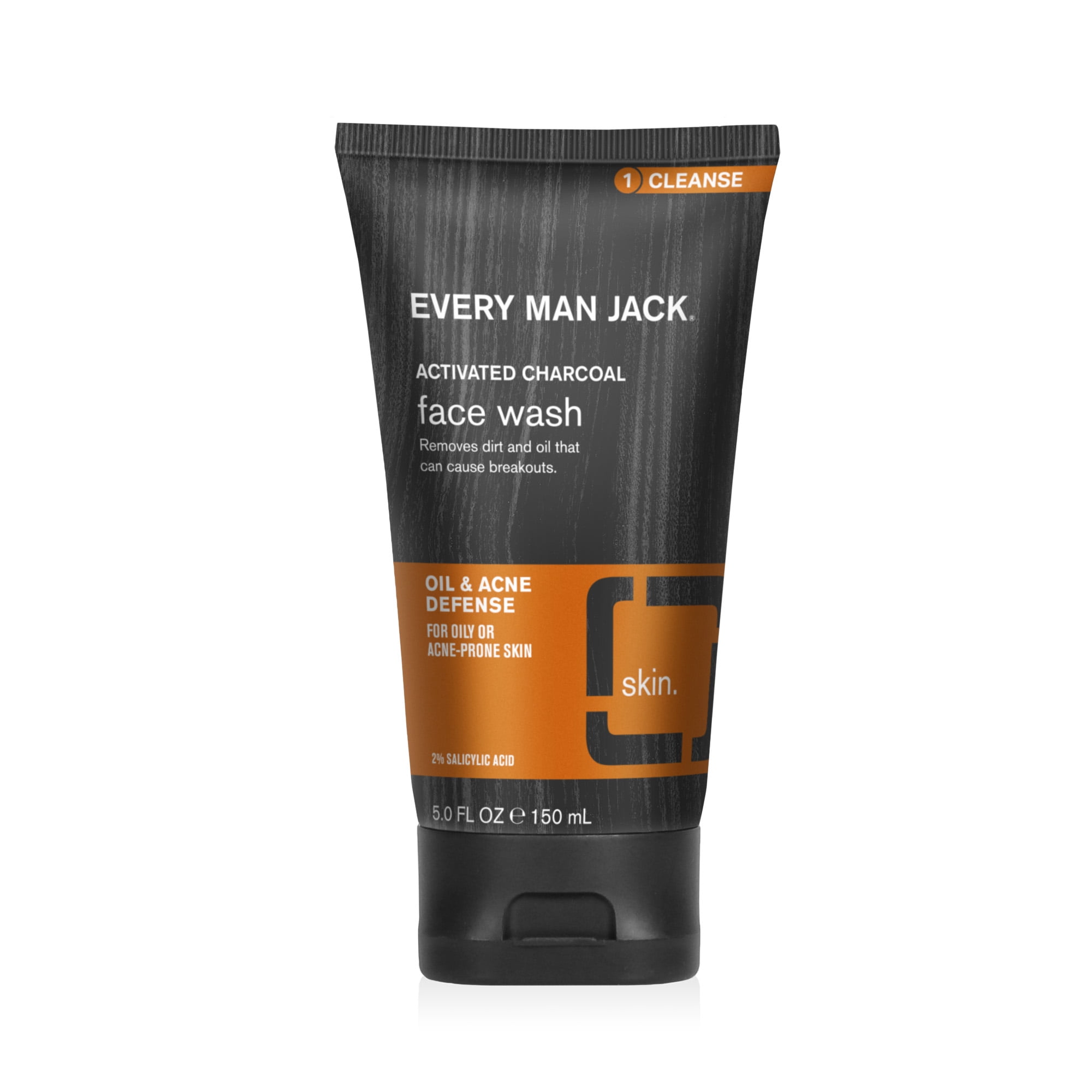 Every Man Jack Activated Charcoal Oil Defense Daily Energizing Face Wash for Men, Naturally Derived, 5 oz