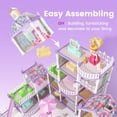 thumbnail image 2 of Dollhouse with Furniture Accessories, Dolls, Lights, 4 stories Toddler Doll Houses for 6 Years Old Girls Pretend Cottage Toy House Gift for Kids 6+, 2 of 7