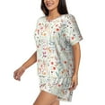 thumbnail image 2 of Lsque Wildflower Watercolor 4 Women's Short-Sleeved Pajama Set - 2 Piece Soft and Lightweight Sleepwear Set-Large, 2 of 9