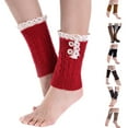 thumbnail image 2 of Yokua Women Cable Knitted Boot Cuffs Lace Trim Double Button Short Socks Leg Warmers, 2 of 8