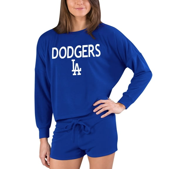 Women's Concepts Sport  Royal Los Angeles Dodgers Gather Long Sleeve Top & Shorts Set