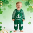 thumbnail image 2 of oqasdz St. Patrick's Day Four Leaf Embroidered Letter Stripe Long Sleeve Romper Overalls Boys Comfortable Loose Outfit for Toddler and Baby, 2 of 4