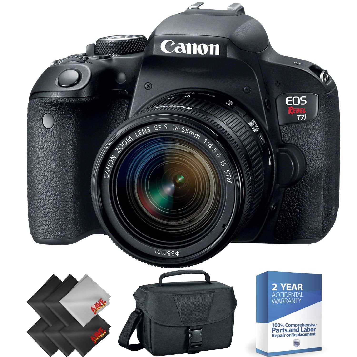 Canon EOS Rebel T7i DSLR Camera with 1855mm Lens + 2 Year Accidental