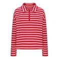 thumbnail image 2 of YHAJDS Womens Long Sleeve Tops Striped Zipper Lapel Casual Spring Summer Shirts for Women, 2 of 4
