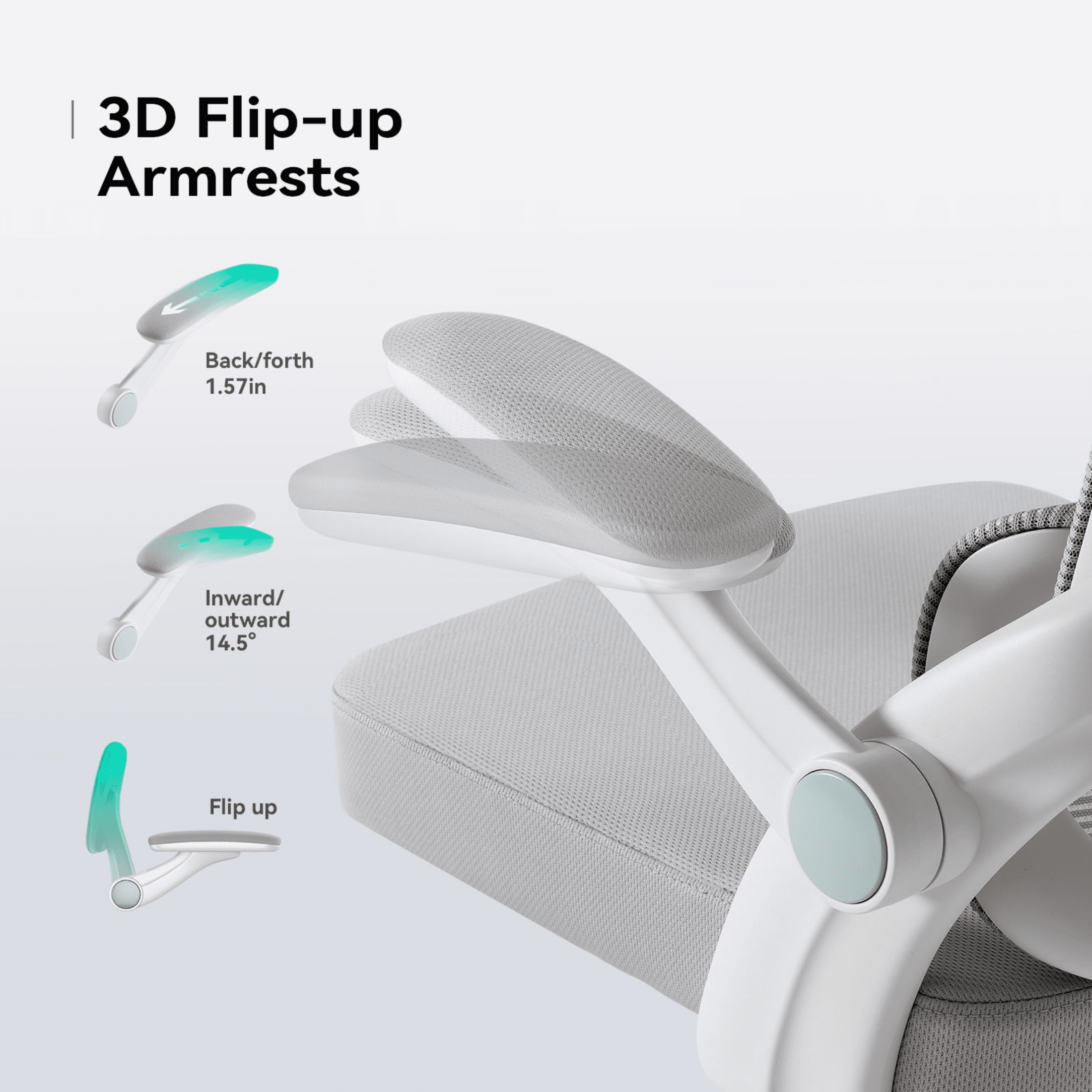 Guyou Ergonomic Office Chair, Mesh Desk Chair with Adjustable 3D Armrests, Lumbar Support, 2D Headrest, Tilt, Grey