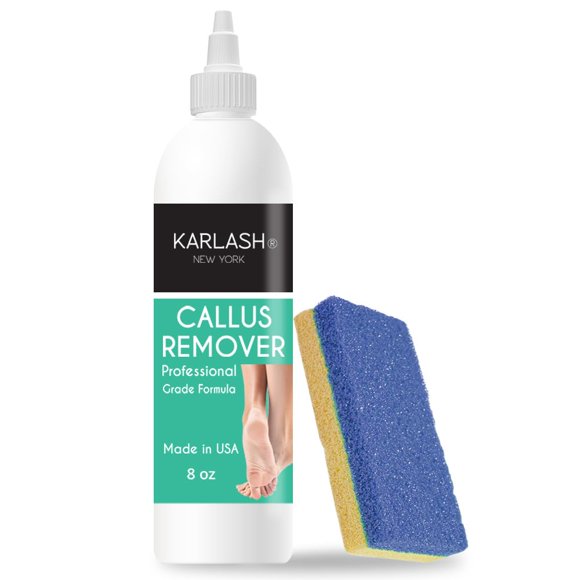 Karlash Gel removedor de callos para pies y pies, kit de fregado de piedra pómez, elimina pieles duras, talones y callos duros de los pies de forma rápida y sin esfuerzo, 8 onzas