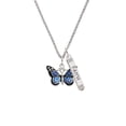 thumbnail image 2 of Delight Jewelry Silvertone Large Blue Butterfly with 6 AB Crystals Silvertone Believe Faith Prayer Hope Bar Charm Necklace, 23", 2 of 4