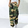 thumbnail image 2 of Olyvenn Women’s High Waisted Casual Pants, Camouflage Print, Drawstring Elastic Waist, Loose Fit Joggers with Side Pockets Camouflage 16-18, 2 of 5