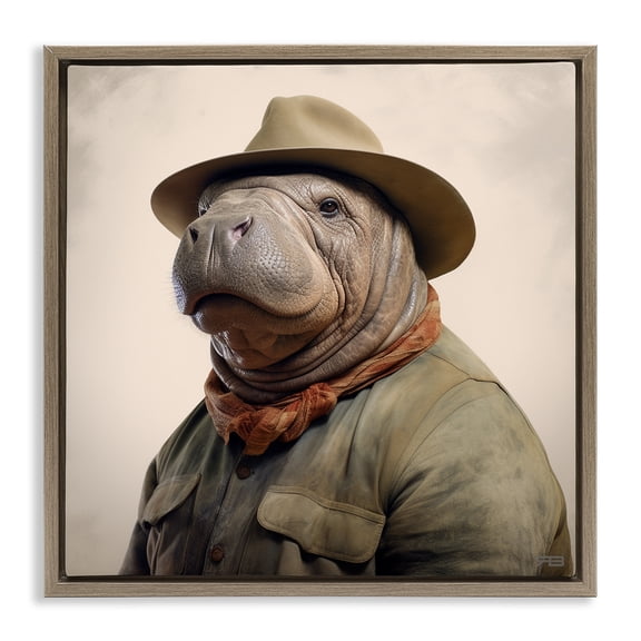 Stupell Industries Eclectic Southwestern Rodeo Manatee Brown Floating Frame Canvas Art, 25 x 25, by RB