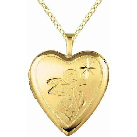 Yellow Gold-Plated Sterling Silver Heart-Shaped with Angel Locket