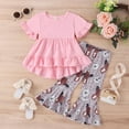 thumbnail image 2 of Uuszgmr Easter Outfits For Girls Boystoddler Short Sleeve Ruffles T Shirt Pullover Tops Cartoon Printed Bell Bottoms Pants Outfits Red,Size:18-24 Months, 2 of 9