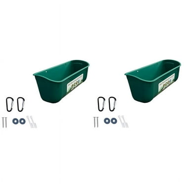 Green 2Pack Duck Feeder Fence Hanging Feed Trough Goose Turkey Trough with Clips