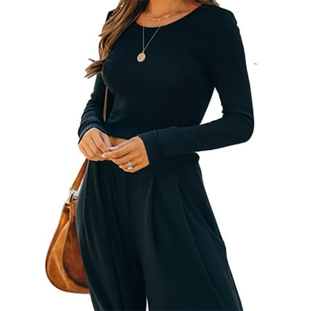 

Yobecho spring and autumn suit women s ribbed nine-point 2-piece pajamas