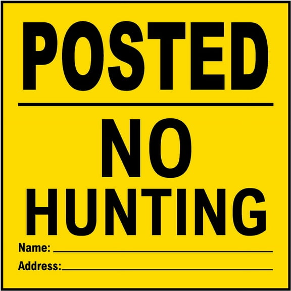 Vinyl Stickers - Yellow Posted No Hunting Sign - Safety and Warning Warehouse Signs Stickers - 3.5" x 5" - 3 Pack