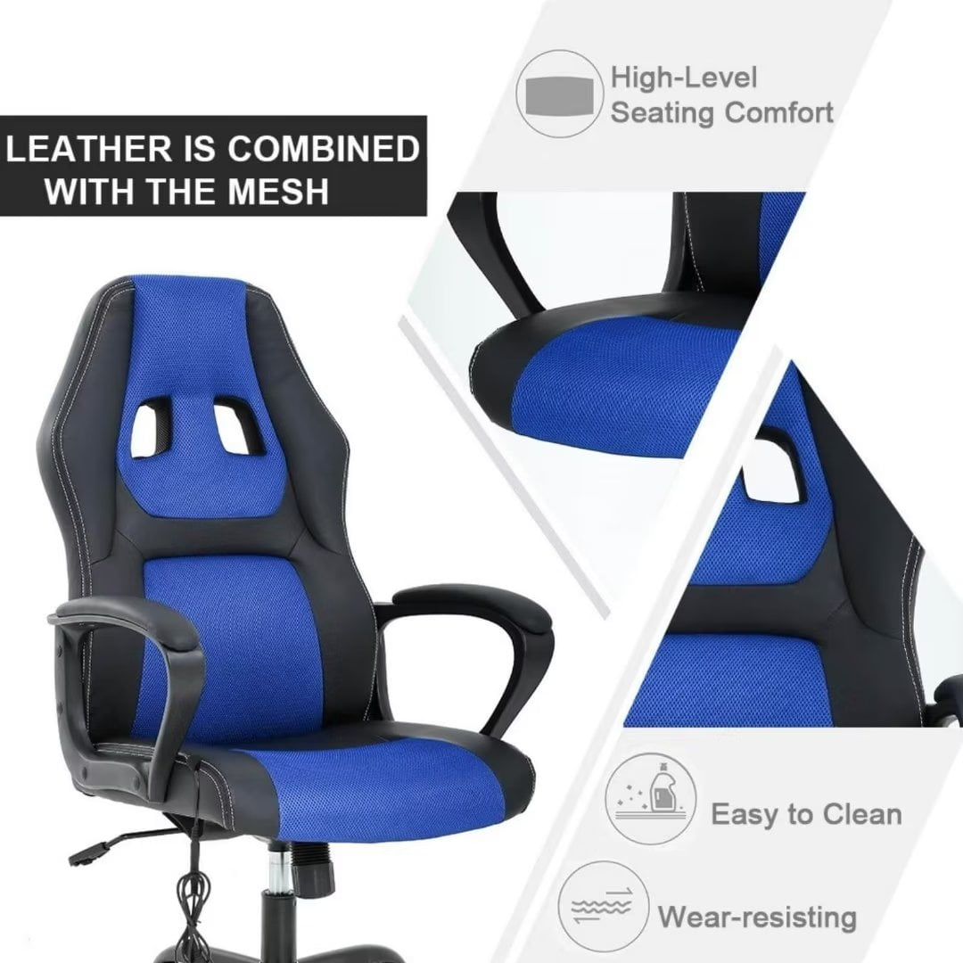 NiamVelo PC Gaming Chair Massage Office Chair Adjustable Computer Chair with Lumber Support for Adults and Kids 250lbs capacity,Blue