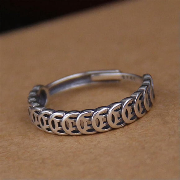 HOOUN Real Solid 925 Silver Band Men Women Lucky Coin Ring Us:6-9