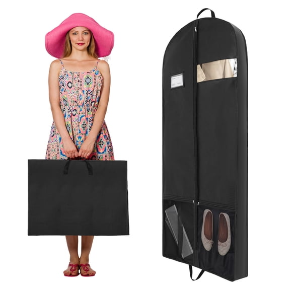 Abaima Dress Bags for Gowns Long, 65" Dress Garment Bags for Hanging Clothes, Dress Bags for Closet Storage and Traveling, Foldable Dress Cover