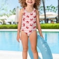 thumbnail image 3 of Yuyamidu Girls Swimsuit One Piece Girls' Swimwear Sleeveless Quick Dry Bathing Suits Crab Printing Toddler Crossback Hawaiian Swimwear Gymnastics Leotards, 3 of 7