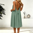 thumbnail image 2 of BOOMNY Women's Backless Cami Dress Spaghetti Strap Lounge House Midi Linen Dresses Flowy Beach Summer Maxi Sundress, 2 of 9