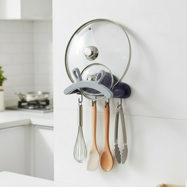 Estante retráctil multifuncional | Escurridor de pared sin perforaciones para cocina y baño | Ganchos ajustables para lavabo, tapas de ollas y cucharas de arroz | Organizador de plástico azul