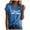 Blue, variant on Womens Fashion Casual Dragonfly Printed V Neck Short Sleeve T Shirt Top