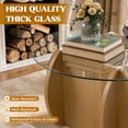thumbnail image 6 of Hawsaiy Round Glass Coffee Table with Tempered Glass Top and Wood Base, Modern 30" Small Coffee Table for Living Room, Apartment, Office, Minimalist Center Table, Natural, 6 of 9