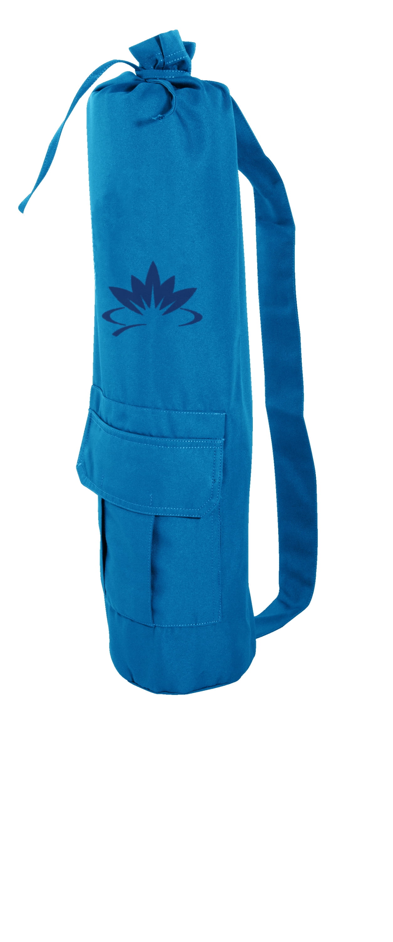 Easy Drawstring Closure-Front Pocket Lotus Blue Yoga Mat Bag New 