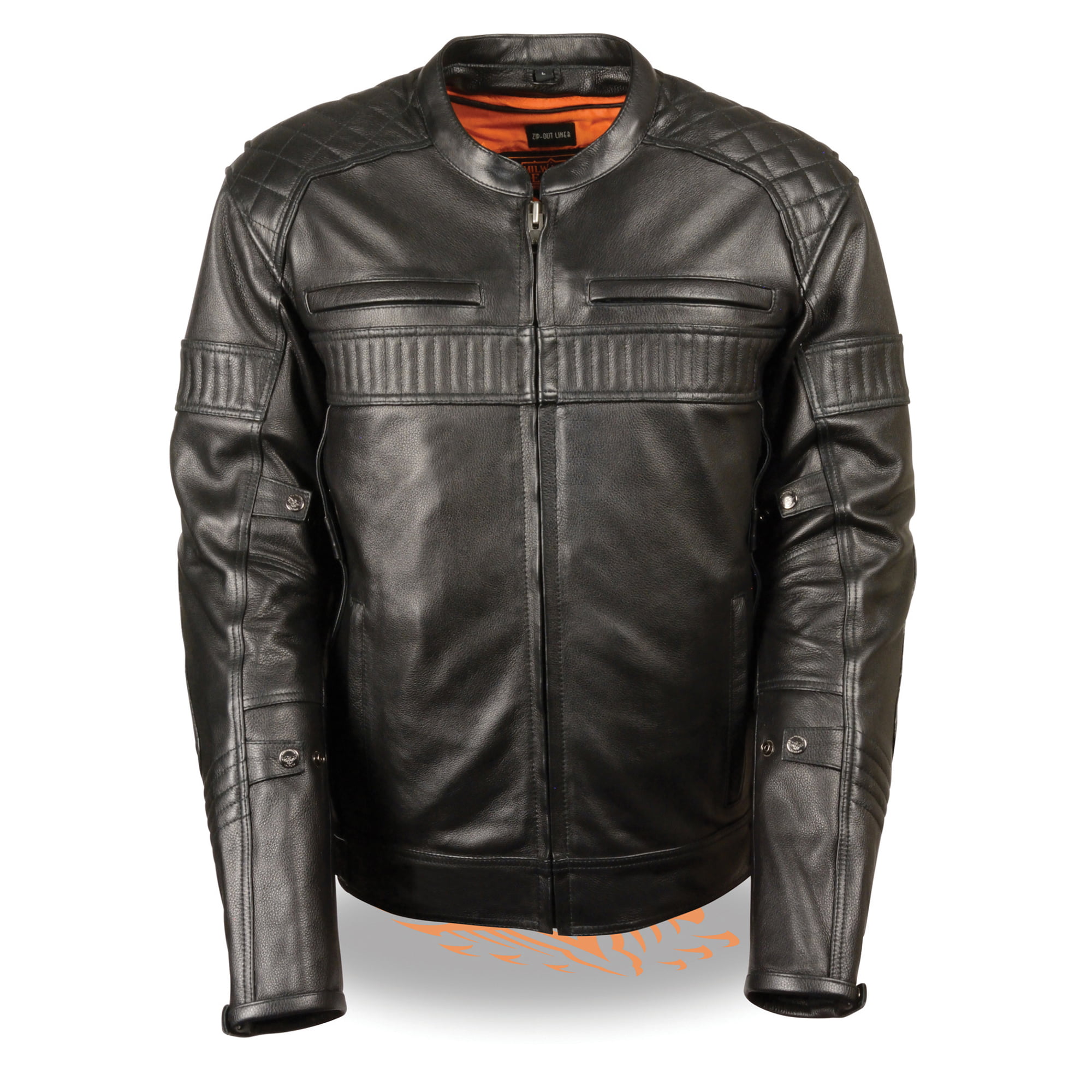 Milwaukee Men's Black Leather Triple Vent Scooter Jacket w Gun Pockets Quilting 