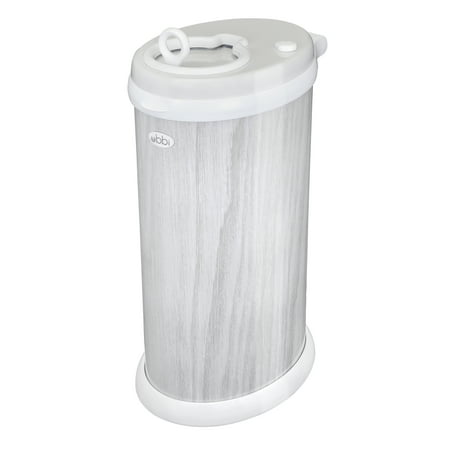 Ubbi Stainless Steel Diaper Pail, Odor Locking, No Special Bag Required, Award-Winning, Registry Must-Have, Woodgrain