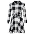 thumbnail image 2 of FANCYINN Women Long Sleeve Plaid Pattern Tunic Tops Shirt Casual Spring Dress White S, 2 of 6
